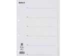 Register Biella, für DIN A4, 6-teilig, numerisch 1-6, blanko Taben, 4-fach-Lochung, Indexdruck, L 297 x B 225 mm, Karton, weiss