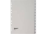 Register Biella, für DIN A4, 12-teilig, numerisch 1-12, nummerierte Taben, Universallochung, Indexdruck, L 296 x B 226 mm, Polypropylen, grau