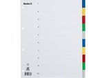 Register Biella, für DIN A4, überbreit für Zeigetaschen, 10-teilig, mit Indexblatt, L 330 x B 270 mm, PP, farbig