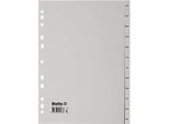 Register Biella, für DIN A4, 12-teilig, kalendarische Teilung Jan-Dez (fr.), blanko Taben, Universallochung, L 296 x B 226 mm, Polypropylen, grau