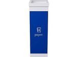Wertstoffsammler Paperflow, Volumen 60 l, für Papier, mit abnehmbarem Deckel & Piktogramm, erweiterbar, L 363 x B 263 x H 760 mm, Polystyrol, blau-weiss