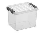 Aufbewahrungsbox Sunware Q-LINE, Verschlussclips, transparent, stapelbar, 3L, L 200 x B 150 x H 143 mm, grau
