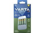 VARTA Akku Ladegerät Eco Charger Pro Recycled, aus 75% Recyclingmaterial, inkl. USB-Typ-C Ladekabel und 4x AA 2100 mAh NiMH-Akkus
