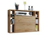 Wandschreibtisch Wandila, ideal für das Home Office, ausklappbare Tischplatte & 7 Fächer, B 900 x T 200/670 x H 600 mm, Holz, Honig-Eiche