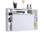 Wandschreibtisch Wandila, ideal für das Home Office, ausklappbare Tischplatte & 7 Fächer, B 900 x T 200/670 x H 600 mm, Holz, weiss