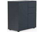 Kommode Dalosa, 4 Fächer & 2 Schübe, Tür, B 700 x T 390 x H 770 mm, Holz, anthrazit