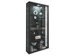 Wandvitrine Vitrosa Maxi, mit LED-Beleuchtung, 8 Einlegeböden, 2 Flügeltüren, B 590 x T 180 x H 1140 mm, Glas & Holz, schwarz