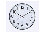 Funk Wanduhr Maul MAULclimb, rund, für Innenräume, extra grosse arabische Zahlen, Minuten & Stundeneinheiten, ∅ 470 mm, Kunststoff & Mineralglas, schwarz-weiss-schwarz, inkl. Batterie