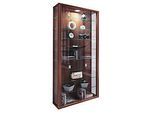 Wandvitrine Vitrosa Maxi, mit LED-Beleuchtung, 8 Einlegeböden, 2 Flügeltüren, B 590 x T 180 x H 1140 mm, Glas & Holz, Kern-Nussbaum-Dekor