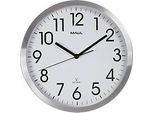 Funk Wanduhr Maul MAULmove, rund, für Innenräume, arabische Zahlen, Minuten & Stundeneinheiten, ∅ 305 mm, Aluminium & Mineralglas, alufarben-weiss-schwarz, inkl. Batterie
