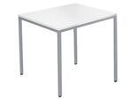 Schäfer Shop Pure Stahlrohrtisch, Rechteck, Quadratrohrfuss, B 800 x T 700 x H 720 mm, weiss/weissaluminium