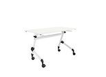 Klapptisch, mit 4 feststellbaren Rollen, Rechteck, Rundrohr, B 1200 x T 600 x H 720 mm, weiss/weiss