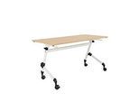 Klapptisch, mit 4 feststellbaren Rollen, Rechteck, Rundrohr, B 1400 x T 600 x H 720 mm, Ahorn-Dekor/Weiss