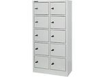 Schäfer Shop Select Wertfachschrank, 10 Fächer, Türen mit Zylinderschlössern inkl. Schlüsseln & Hauptschlüssel, B 390 x T 200 x H 780 mm, Stahlblech, lichtgrau RAL 7035