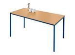 Schäfer Shop Pure Stahlrohrtisch, Rechteck, Quadratrohrfuss, B 1400 x T 800 x H 720 mm, Buche/enzianblau