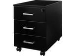 Schäfer Shop Pure Rollcontainer 333, 3 Schübe, abschliessbar, Metallgriffe, Feinblech pulverbeschichtet, B 420 x T 600 x H 570 mm, schwarz