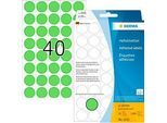 HERMA Klebepunkte 2255, Ø 19 mm, selbstklebend, permanenthaftend, per Hand beschreibbar, 1280 Stück auf 32 Blatt, FSC®-Papier, grün