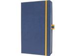 Sigel Notizbuch Linescape, 176 Seiten, DIN A5, 80 g/m², kariert, Gummiband, 2-farbige Stiftschlaufe, blau/gelb