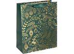 Sigel Geschenktasche "Golden Ornaments on green", Grösse L, 5 Stück