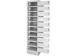 ADB Laptopschrank, 10 Fachböden, Stromversorgung, belüftet, B 400 x T 500 x H 1800 mm, lichtgrau RAL 7035