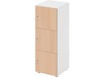 Schliessfachschrank Topas Line, 3 Ordnerhöhen, 3 Fächer, Zylinderschloss, B 400 x T 420 x H 1100 mm, weiss/Eiche
