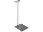 KERN Personenwaage MPL 200K-1P, BMI-Funktion, Wägebereich bis 250 kg, Glaswägeplatte, Stativ, AUTO-OFF-Funktion, Einheitenumschaltung, B 350 x T 350 x H 960 mm, schwarz/weiss