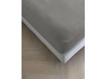 Spannbettlaken KAYORI "Tara", silber (silbergrau), B:200cm L:220cm, Jersey-Elasthan, Obermaterial: 95% Baumwolle, 5% Elasthan (LYCRA), Bettlaken, Spannbettlaken, Hergestellt aus GOTS-zertifizierter Bio-Baumwolle