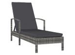 vidaXL Sonnenliege mit Armlehnen Poly Rattan Grau