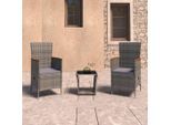 vidaXL 3-tlg. Garten-Lounge-Set mit Kissen Poly Rattan Grau