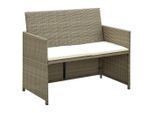 vidaXL 2-Sitzer-Gartensofa mit Polstern Beige Poly Rattan