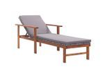 vidaXL Sonnenliege mit Auflage Poly Rattan Akazie Massivholz Grau