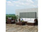 vidaXL 6-tlg. Garten-Lounge-Set mit Auflagen Poly Rattan Braun