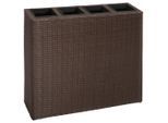 vidaXL Garten-Hochbeet mit 4 Töpfen Poly Rattan Braun