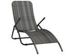vidaXL Klappbare Sonnenliege Poly Rattan Grau