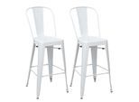 2er-Set Barhocker MCW-A73, Barstuhl Tresenhocker mit Lehne, Metall Industriedesign ~ weiß