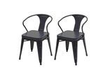 2er-Set Esszimmerstuhl MCW-H10d, Stuhl Küchenstuhl, Chesterfield Metall Kunstleder Industrial Gastronomie ~ schwarz-grau