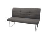 Sitzbank MCW-G55, Esszimmerbank Bank, Stoff/Textil Edelstahl gebürstet ~ grau-braun 180cm