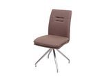 Esszimmerstuhl MCW-H70, Küchenstuhl Lehnstuhl Stuhl, Stoff/Textil Edelstahl gebürstet ~ braun