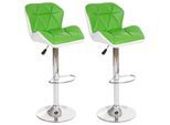 2er-Set Barhocker MCW-A92, Barstuhl Tresenhocker, Kunstleder ~ grün