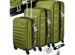 KESSER® 3tlg. Hartschalenkofferset Hartschalenkoffer Reisekoffer Set Reisekofferset Trolley Koffer Inkl. Kofferwaage + Gepäckanhänger Rollkoffer Schloss 4 Rollen ABS-Hartschale Teleskopgriff M-L-XL