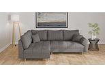 Ecksofa HOME AFFAIRE "CHARRE L-Form mit Ottomane, Maße B/T/H: 231/161/81 cm", grau (dunkelgrau), B:231cm H:81cm T:161cm, 100% Polyester, Sofas, Ecksofa, feine Steppung, lose Rücken- und Zierkissen, auch in Cord und Bouclé