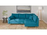 Ecksofa HOME AFFAIRE "CHARRE L-Form mit Ottomane, Maße B/T/H: 231/161/81 cm", blau (türkis), B:231cm H:81cm T:161cm, 92% Polyester, 8% Nylon, Sofas, Ecksofa, feine Steppung, lose Rücken- und Zierkissen, auch in Cord und Bouclé