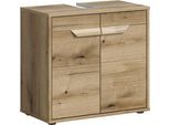 welltime Waschbeckenunterschrank »Kayu, Breite 64 cm, 2 Türen, 1 Einlegeboden«, einzigartiges Griffdesign, Badschrank, Bad-Möbel, Badezimmer, Bad
