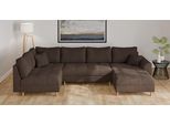Home affaire Wohnlandschaft »CHARRE U-Form mit Ottomane, Masse B/T/H: 310/161/81 cm«, feine Steppung, lose Rücken- und Zierkissen, auch in Cord und Bouclé