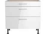 Unterschrank OPTIFIT "Klara", weiß (weiß lackiert, weiß), B:90cm H:87cm T:58,4cm, Holzwerkstoff, Schränke, Unterschrank, Breite 90 cm