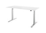 Schäfer Shop Select Schreibtisch LOGIN, elektrisch höhenverstellbar, Rechteck, T-Fuss, B 1600 x T 800 x H 645-1290 mm, weiss/weissaluminium