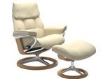 Relaxsessel STRESSLESS "Ruby", beige (vanilla paloma), B:88cm H:101cm T:78cm, Leder BATICK: BATICK ist ein leicht korrigiertes, durchgefärbtes und genarbtes Möbelleder, bei dem die meisten Unebenheiten und Spuren in der Regel entfernt wurden.;Leder PALOMA: PALOMA ist ein durchgefärbtes Semianilin-Möbelleder mit natürlicher Narbung., Sessel, Relaxsessel, mit Signature Base, Größe L, Gestell Eiche,
