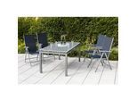 Gardenson Gartenklappsessel-Set , Dunkelblau , Metall, Textil , Uni , 57x108x65 cm , klappbar, inklusive Armlehnen , Gartenmöbel, Gartensessel, Gartenklappstühle