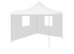 vidaXL Profi-Partyzelt Faltbar mit 2 Seitenwänden 3×3m Stahl Weiß