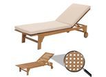 Sonnenliege MCW-N48, Gartenliege Relaxliege Liegestuhl, Massiv-Holz Akazie MVG-zertifiziert ~ Kissen creme-beige